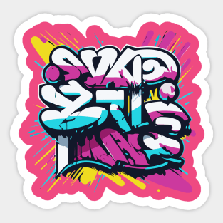 an urban t-shirt inspired by graffiti art and street culture, bold, colorful graffiti-style typography and street art elements Sticker